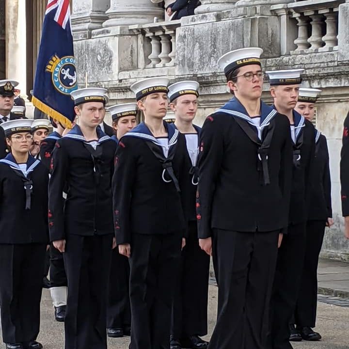 AC Max stands at attention in the guard squad at the Trafalgar Parade
