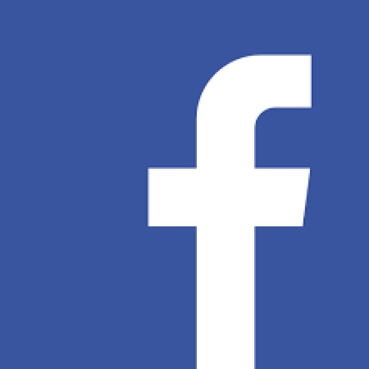 Facebook logo described as a blue square with a lowercase f